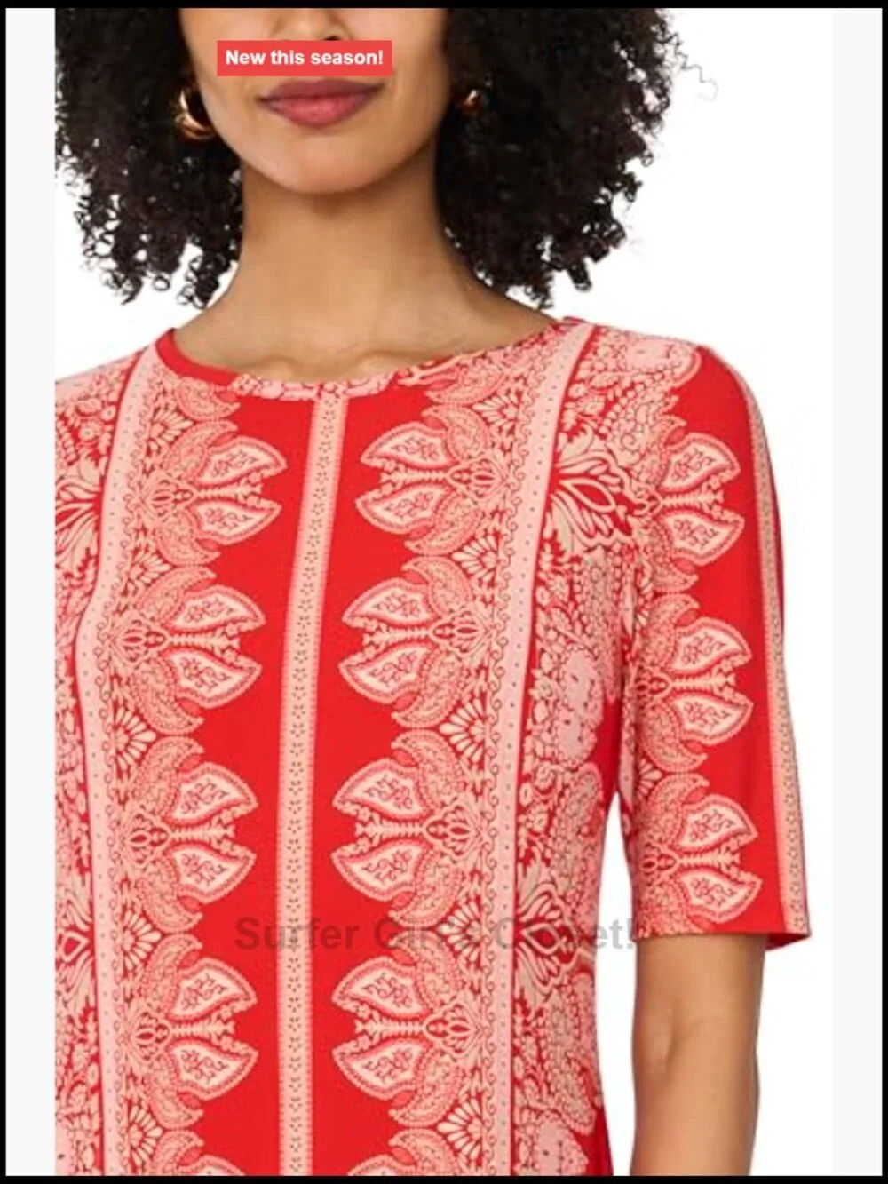 3/4 Sleeve Maxi Dress Crew Neck Rayon Flowy Button Front